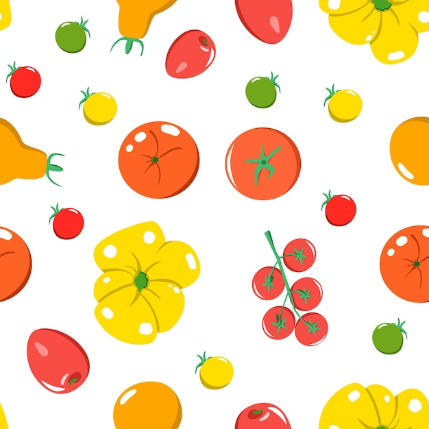 다채로운 토마토의 밝은 원활한 벡터 패턴