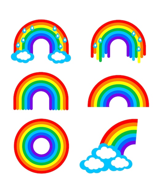 Vector bright set of rainbows