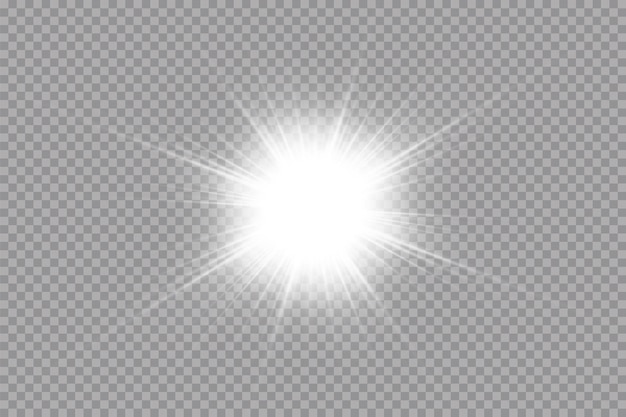 Vector bright shining sun isolated on transparent background glow light effect vector illustration