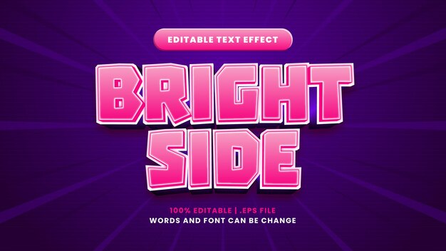 Bright side editable text effect in modern 3d style