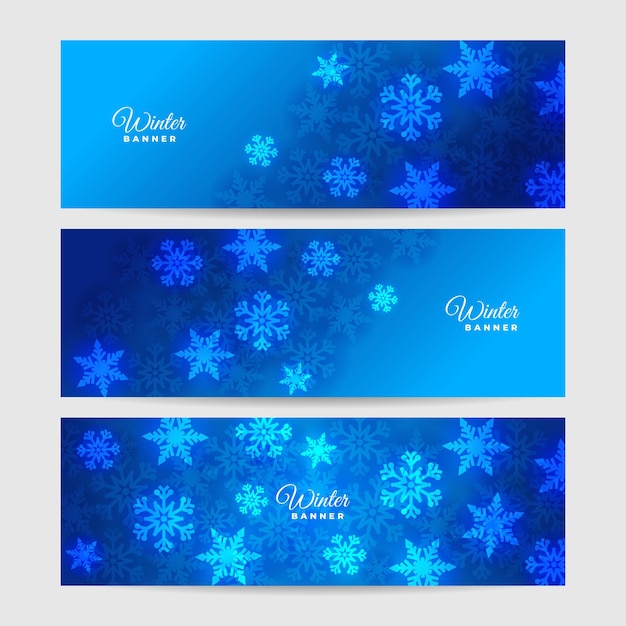 Bright snow Blue Snowflake design template banner