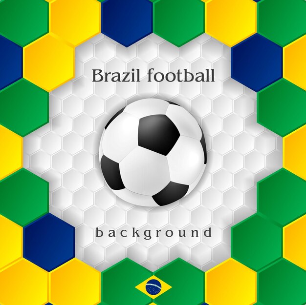 Vector bright soccer background with ball. brazilian colors. vector design