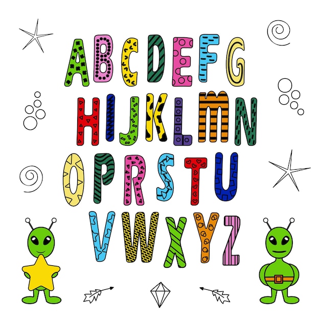 The bright space alphabet