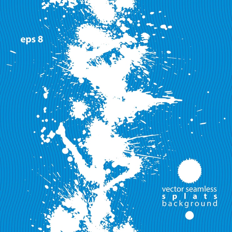 Vector bright splattered web design repeat pattern, art ink blob, paintbrush drawing. blue graffiti colorful seamless background.
