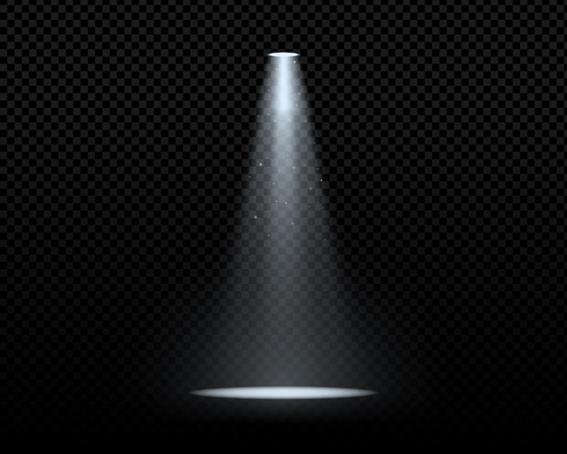 bright spotlight beam on dark stage background vector illustration of glowing light ray with