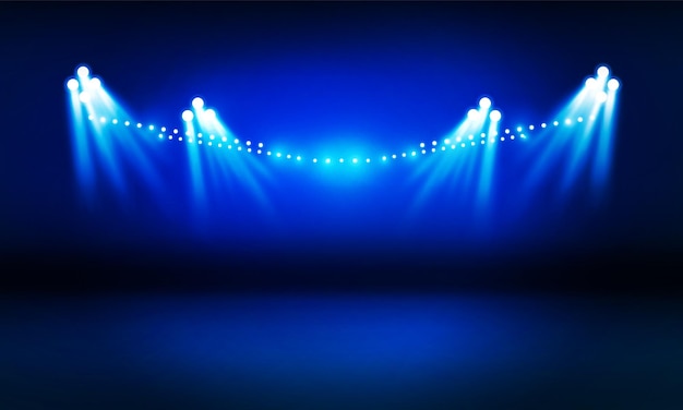 Bright stadium arena lights red blue vector design