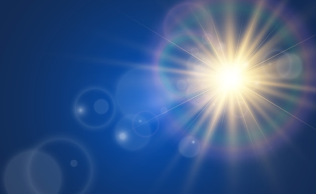 Вектор Яркий звездный световой эффект, изолированные на синем