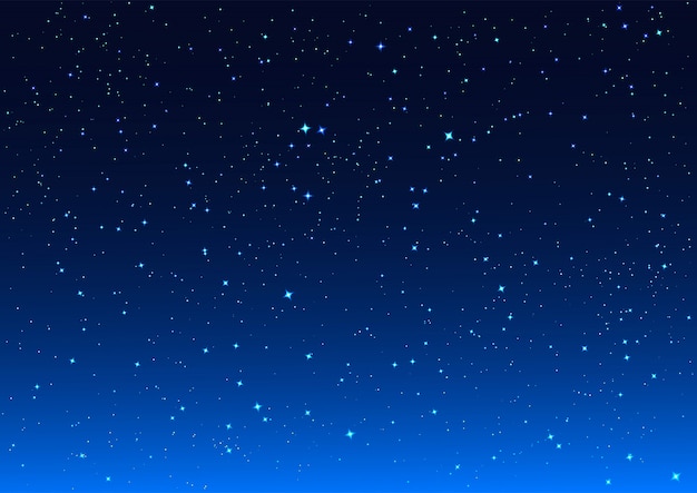 Bright stars in blue dark night sky