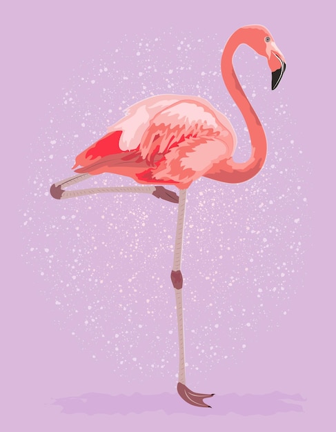 Bright stylish illustration with pink flamingo Poster with cute flamingo