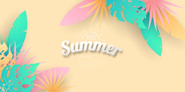 Bright summer background design tropical beach banner background vector illustration