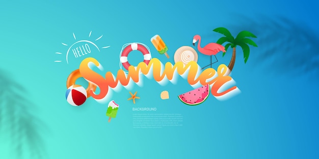 Bright summer background design tropical beach banner background vector illustration