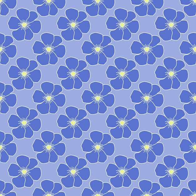 Bright summer floral pattern Blue flowers on a light blue background Seamless vector texture