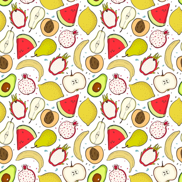 Bright summer fruits Seamless pattern