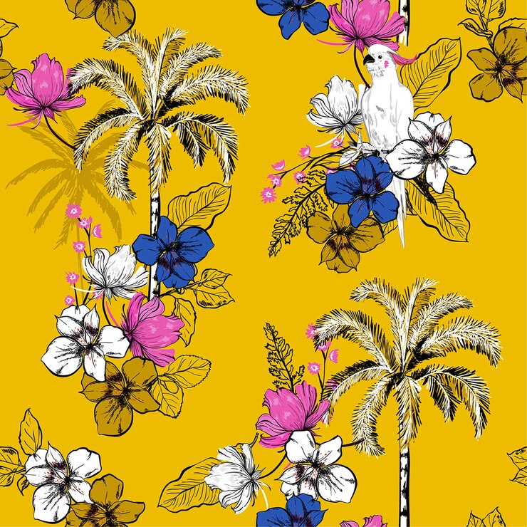 Vector a bright summer palm trees pattern