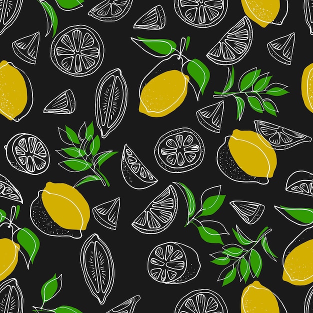 Bright summer seamless doodle pattern with cute limes sketch Hand drawn trendy background design background greeting cards invitations fabric textiles packaging and wallpaper