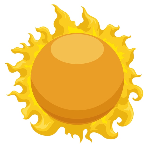 Vector bright sun with round space template in cartoon style