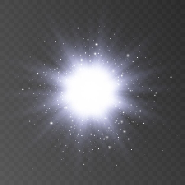 Bright sun with shimmering highlights on a transparent background vector gradient