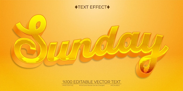 Vector bright sunday editable vector 3d text effect