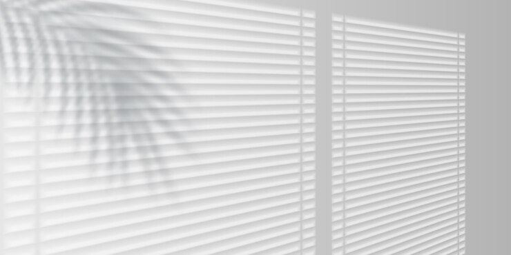 Vector bright sunlight through window blinds palm leaf shadow minimal white interior background vectorn
