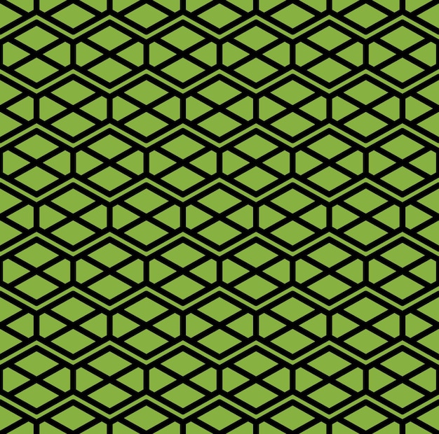 Bright symmetric endless pattern with zigzag black lines, vivid continuous creative textile, geometric motif background with rhombs and hexagons.