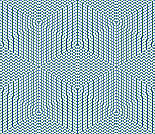 Яркий симметричный бесшовный узор с переплетением фигур. Непрерывная геометрическая композиция с эффектами прозрачности для использования в графическом дизайне.