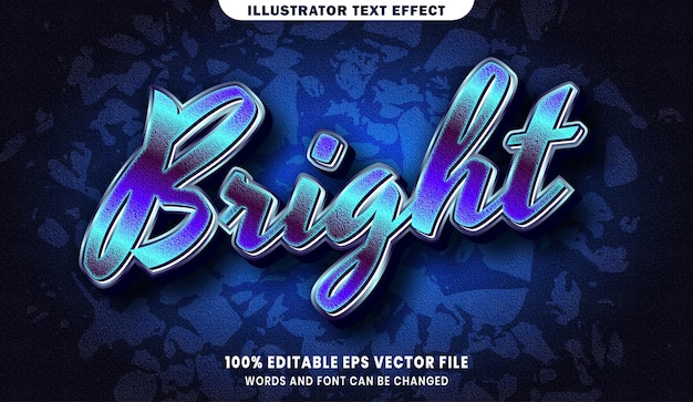 Bright text, font style editable text effect