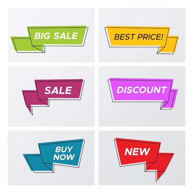 Bright trendy sale ribbon tags in bright colors