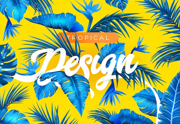 Bright tropical background with jungle plants exotic pattern with tropical leaves vector