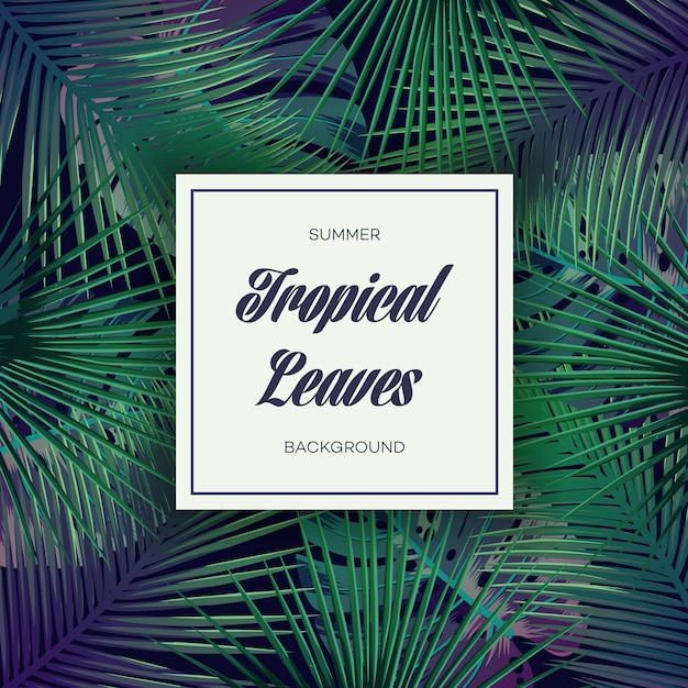 Bright tropical background with jungle plants. vector exotic pattern with palm leaves.