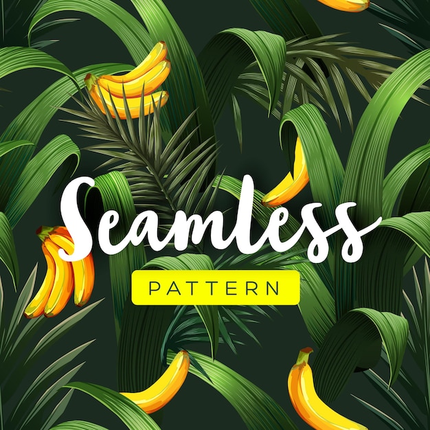 Bright tropical seamless pattern with jungle plants.