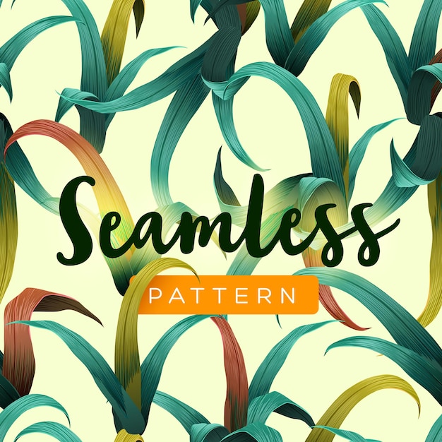 Bright tropical seamless pattern with jungle plants