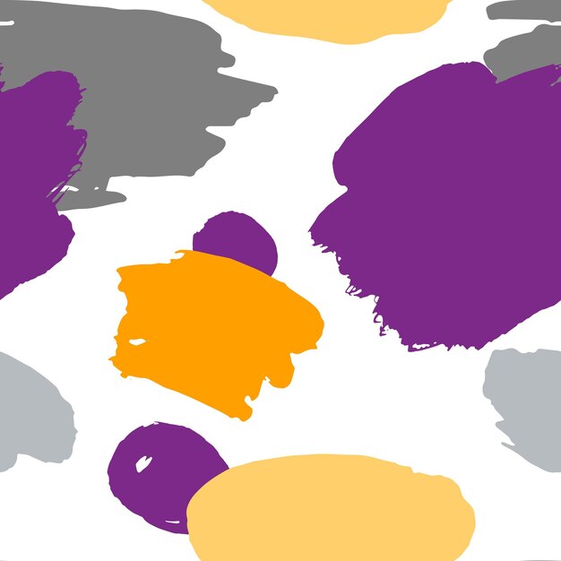 Vector bright vector abstract seamless pattern of many hand drawn different shape paint blots