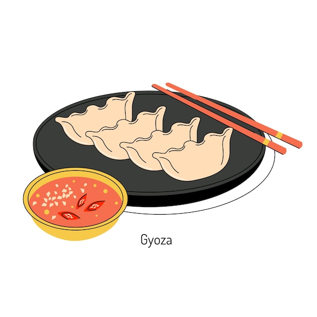 Brillante illustrazione vettoriale di cibo asiatico