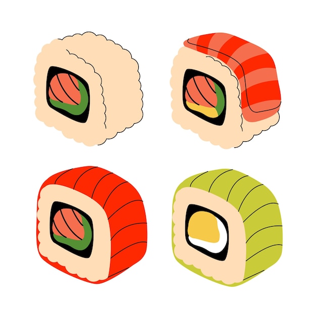 Bright vector illustration of Asian food