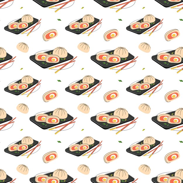 Bright vector illustration of Asian food