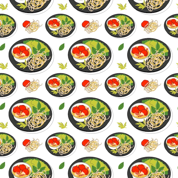 Vector bright vector illustration of asian food