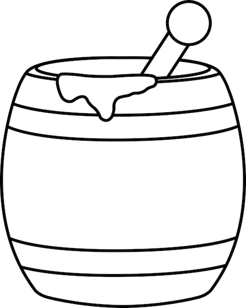 Bright vector illustration of a barrel with honey a wooden barrel doodle and sketch