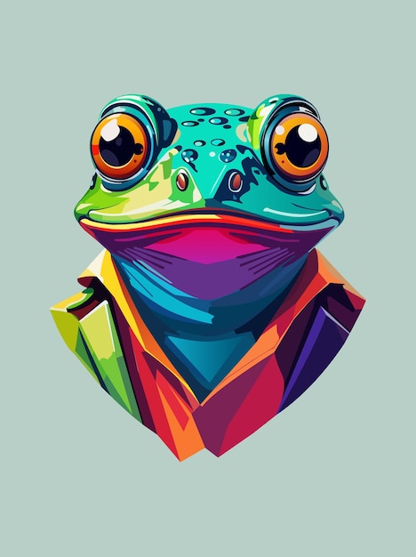 Vector bright vector logo tree frog toad in a suit