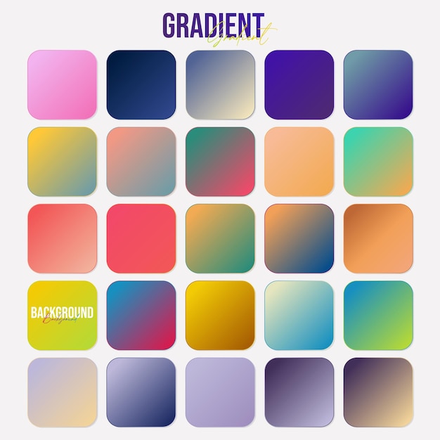 Bright vibrant set of gradients background