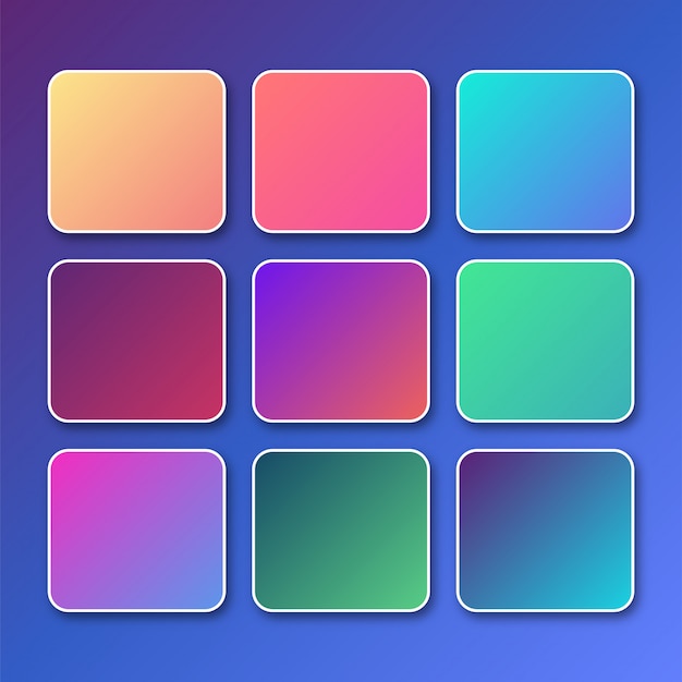 Vector bright vibrant set of gradients background