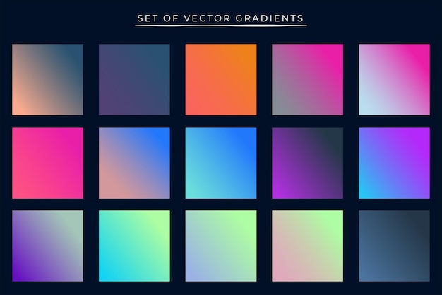 A bright vibrant set of gradients with dark blue background