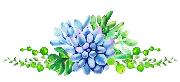 明るい水彩画植物、小さな色の花束