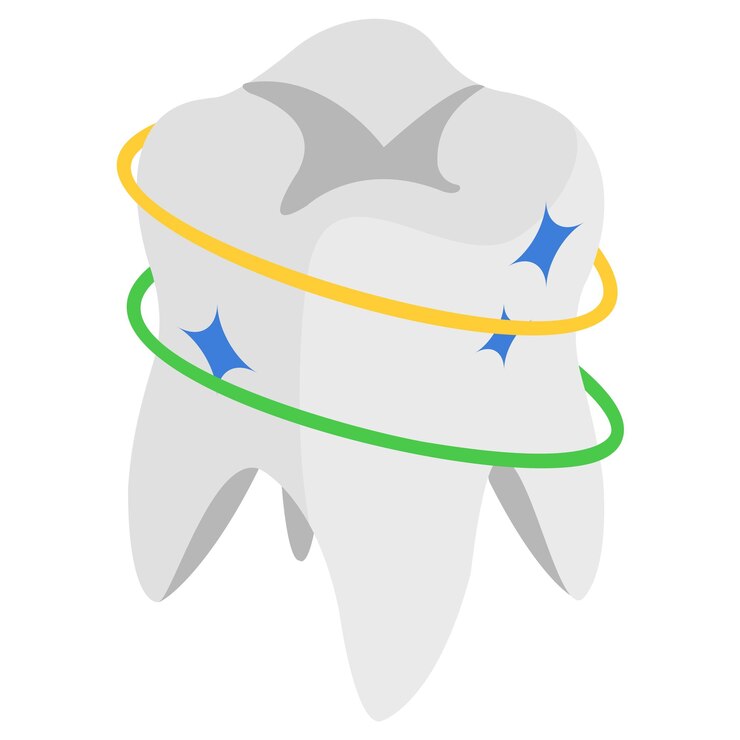 Vector bright white healthy teeth isometric concept tooth protection from decay vector icon design denture