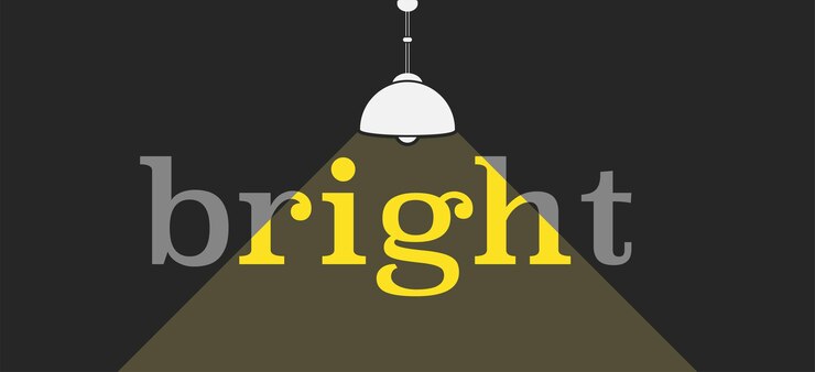 Vector bright word icon with light path line