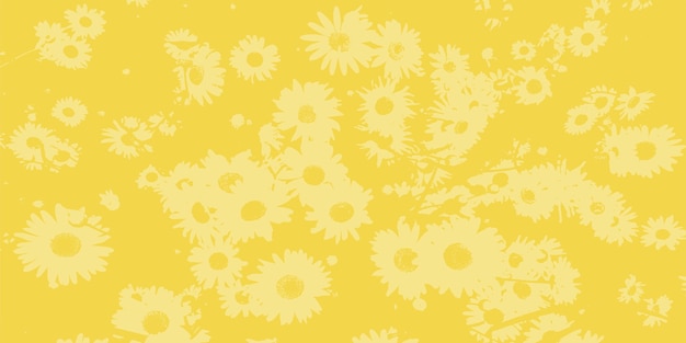 Vector bright yellow background with the texture of daisies abstract background with flowers cute girly wallpaper