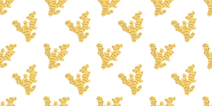 Vector bright yellow ginger root pattern on a clean white background featuring an eyecatching design suitable for various applications