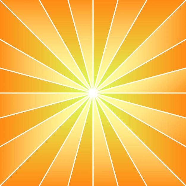 中央に収束する明るい黄色とオレンジ色の光線ベクトル パターン
