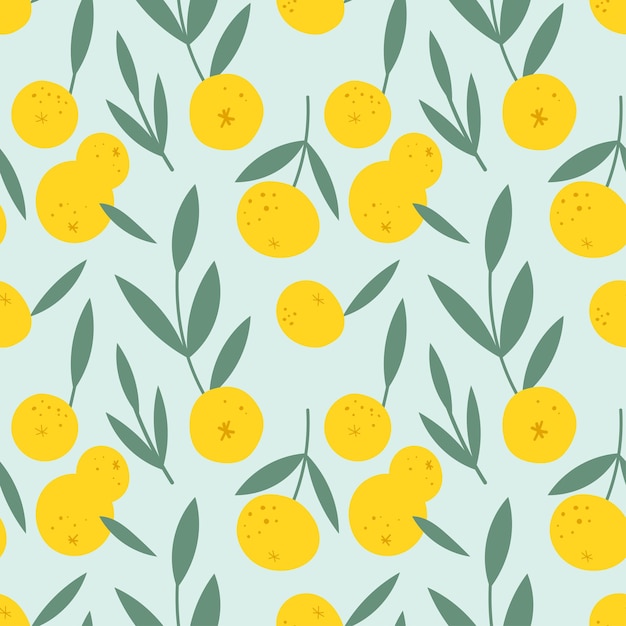 Bright yellow oranges banner on blue background Vector illustration for paper wallpaper fabric i