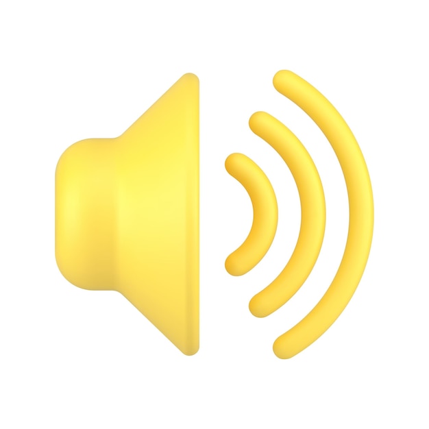 Bright yellow sound speaker music wave broadcasting promo announcement DJ 3d icon realistic vector