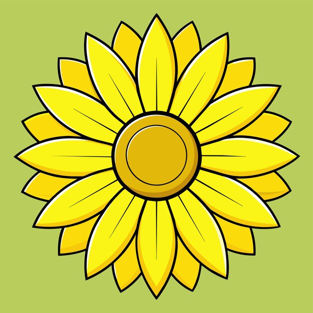 Bright yellow sunflower hand drawn sticker icon concept isolated illustration